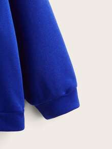 Plus Letter Graphic Drop Shoulder Sweatshirt - Royal Blue - View 3