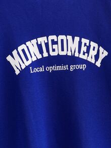 Plus Letter Graphic Drop Shoulder Sweatshirt - Royal Blue - View 4