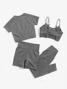 4 piezas set deportivo unicolor - Gris - Ver 2