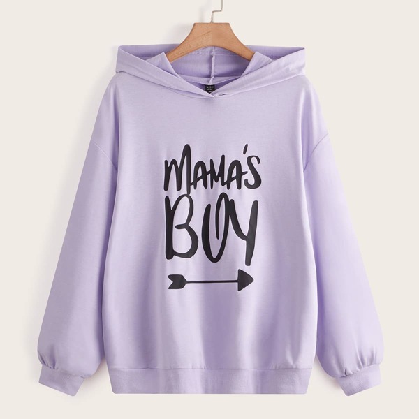 

Plus Letter Graphic Sweatshirt, Lilac purple