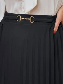 Modelyn D-Ring Pleated Skirt Maxi Women Outfit Fall Cloth For Women - Black - View 3