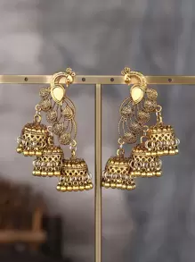 Hoa tai tua rua tròn hình chuông công - Vàng - Xem 4