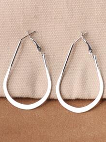 1pair Simple Smooth U-shaped Thin Wire Ear Studs/hoops, 2 Sizes Available - Silver - View 10