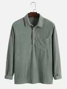 Manfinity 男士補丁貼口袋燈芯絨襯衫 - 薄荷綠 - 查看 1