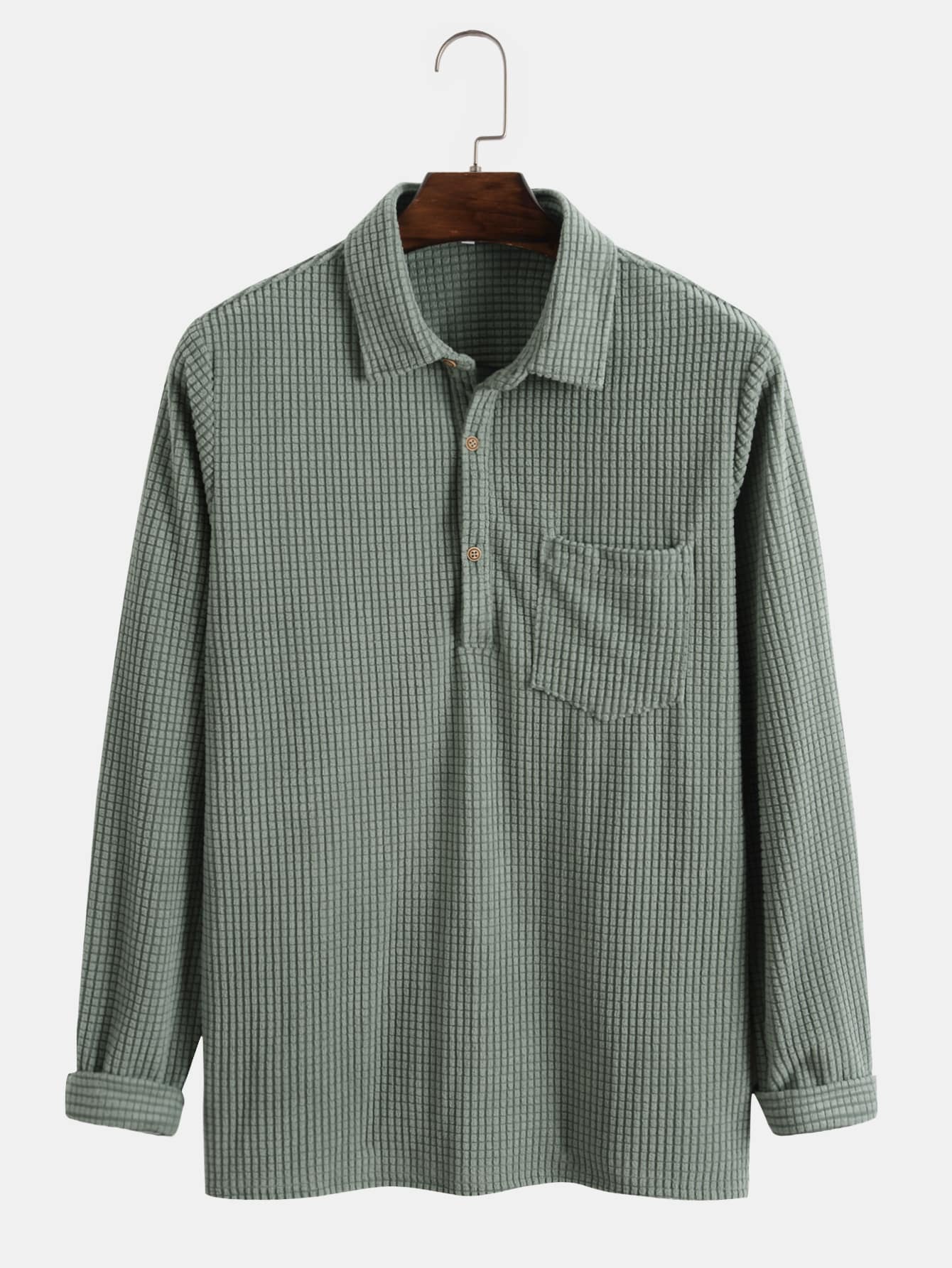 Manfinity 男士補丁貼口袋燈芯絨襯衫 - 薄荷綠 - 查看 1