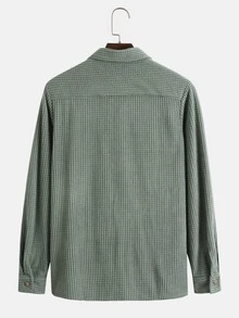 Manfinity 男士補丁貼口袋燈芯絨襯衫 - 薄荷綠 - 查看 2