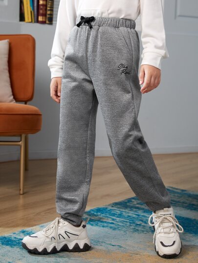 SHEIN 男孩1入組字母圖案前打結衛褲