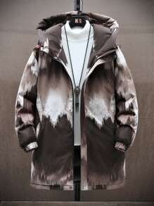 Manfinity 男士扎染抽绳连帽夹棉大衣（不含毛衣） - 彩色 - 查看 1