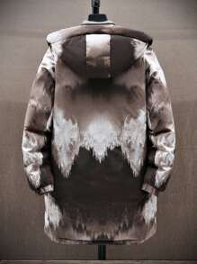 Manfinity 男士扎染抽绳连帽夹棉大衣（不含毛衣） - 彩色 - 查看 2