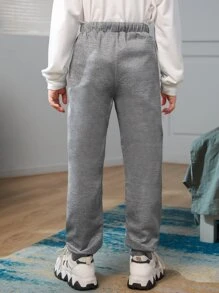 SHEIN Boys 1pc Letter Graphic Knot Front Sweatpants