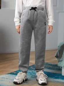 SHEIN Boys 1pc Letter Graphic Knot Front Sweatpants