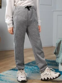 SHEIN Boys 1pc Letter Graphic Knot Front Sweatpants