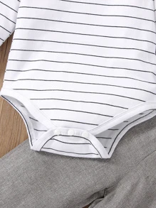 Baby Boy Striped Bodysuit With Overalls - Multicolor - View 3