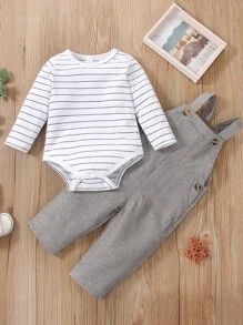 Baby Boy Striped Bodysuit With Overalls - Multicolor - View 7