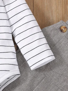 Baby Boy Striped Bodysuit With Overalls - Multicolor - View 8