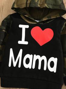 男嬰迷彩和標語圖案連帽衫和運動褲 - 彩色 - 查看 4