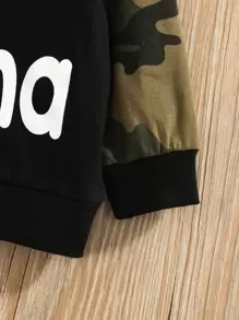 男嬰迷彩和標語圖案連帽衫和運動褲 - 彩色 - 查看 5