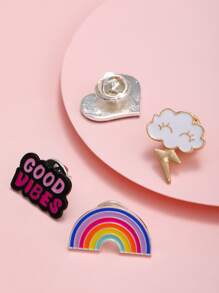 Niñas 4 piezas Broche con patrón de cuadros con adorno de corazón - Multicolor - Ver 2