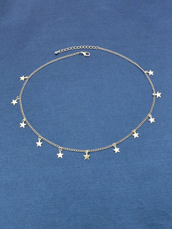 Silver Five-Star Pendant Simple Necklace