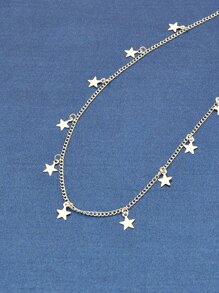Silver Five-Star Pendant Simple Necklace