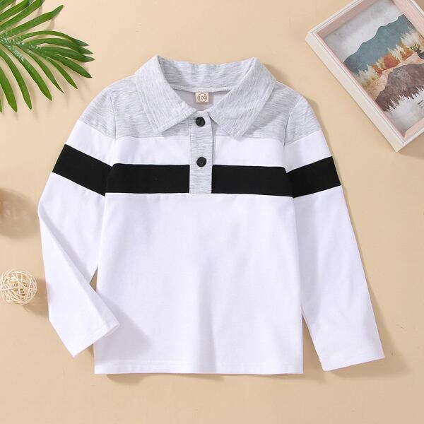 

Toddler Boys Contrast Panel Polo Shirt, White