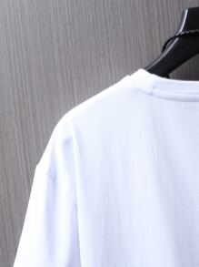 Manfinity Men Letter Graphic Drop Shoulder Tee - White - View 4