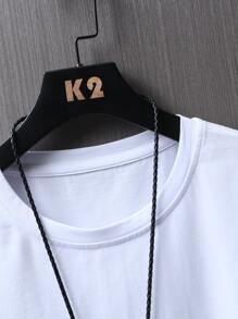 Manfinity Men Letter Graphic Drop Shoulder Tee - White - View 5