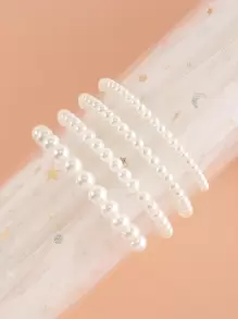 4pcs Girls Faux Pearl Bracelet