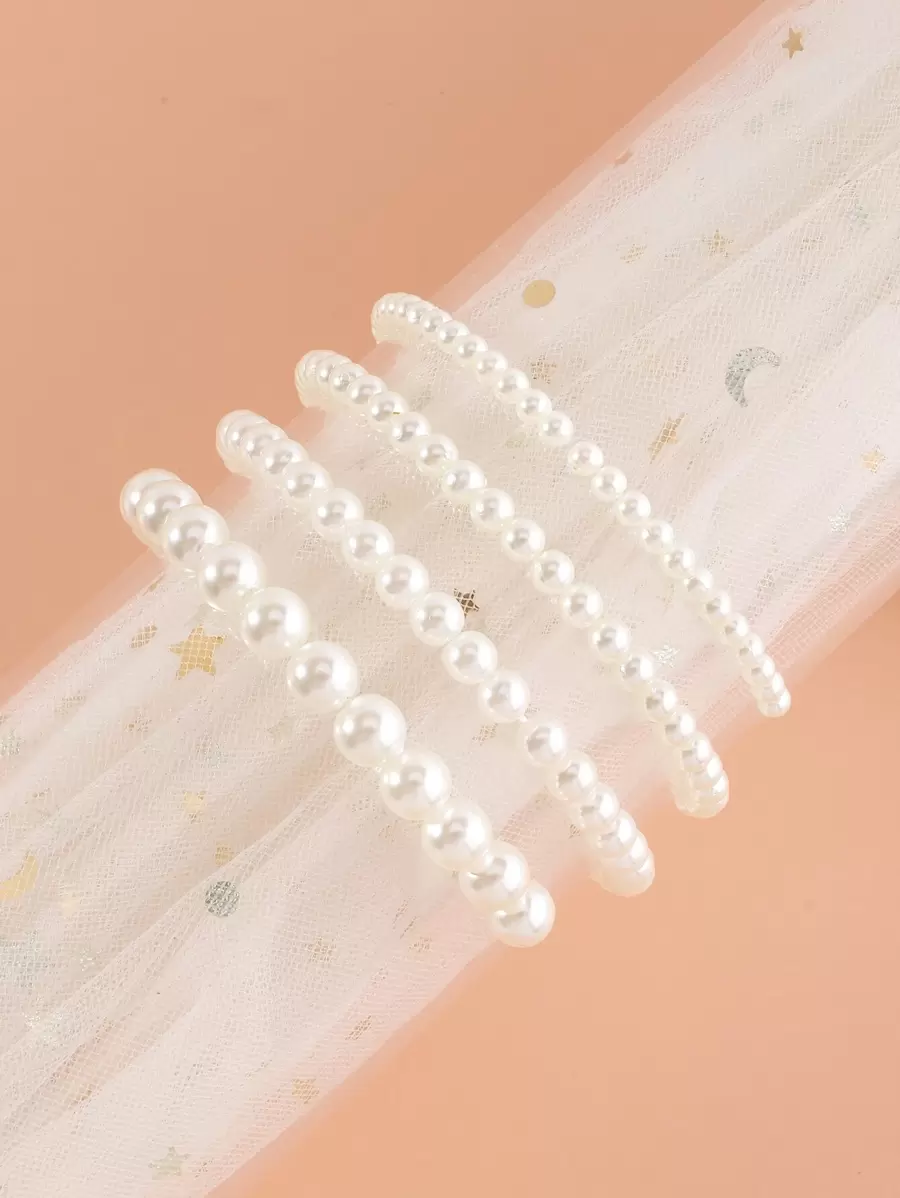 4pcs Girls Faux Pearl Bracelet