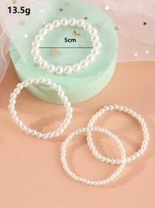 4pcs Girls Faux Pearl Bracelet