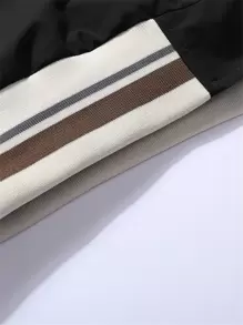 Manfinity Roughcore Men Letter Embroidery Colorblock Raglan Sleeve Striped Trim Varsity Loose Jacket Without Tee - Multicolor - View 5