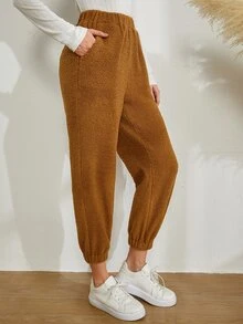 Quần nữ Túi màu trơn Giải trí - màu nâu - Xem 5