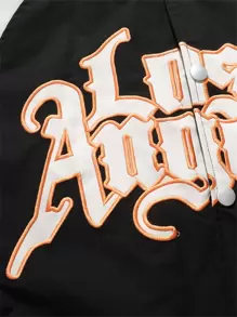 Manfinity Roughcore Men Letter Embroidery Colorblock Raglan Sleeve Striped Trim Varsity Loose Jacket Without Tee - Multicolor - View 6