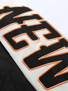 Manfinity Roughcore Men Letter Embroidery Colorblock Raglan Sleeve Striped Trim Varsity Loose Jacket Without Tee - Multicolor - View 7