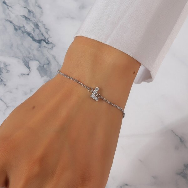 

Letter Decor Bracelet, Silver