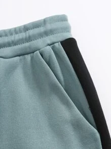 Manfinity Bộ hai mảnh Nam Dây kéo Sọc bên Khối Màu Giải trí - Màu xanh Cadet - Xem 5