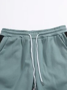 Manfinity Bộ hai mảnh Nam Dây kéo Sọc bên Khối Màu Giải trí - Màu xanh Cadet - Xem 7