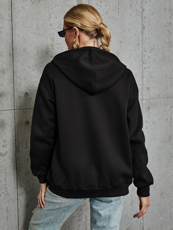 SHEIN EZwear Skeleton Pattern Zipper Up Hoodie SHEIN USA