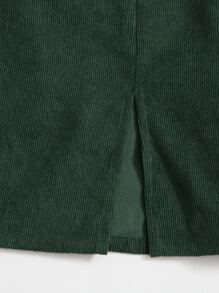 SHEIN EZwear Váy nữ Chia Dây kéo màu trơn Giải trí - Màu xanh lá cây đậm - Xem 5