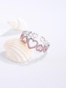 1 Chiếc Nhẫn Cưới Cô Dâu Trái Tim Rỗng Lãng Mạn Đính Đá Zirconia Cho Lễ Đính Hôn & Kỷ Niệm - Hồng - Xem 2