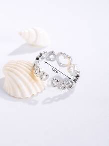 1 Chiếc Nhẫn Cưới Cô Dâu Trái Tim Rỗng Lãng Mạn Đính Đá Zirconia Cho Lễ Đính Hôn & Kỷ Niệm - Hồng - Xem 3