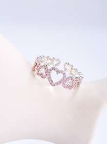 1 Chiếc Nhẫn Cưới Cô Dâu Trái Tim Rỗng Lãng Mạn Đính Đá Zirconia Cho Lễ Đính Hôn & Kỷ Niệm - Hồng - Xem 4