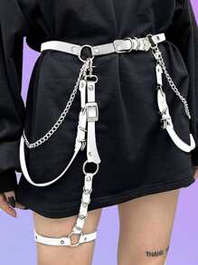 ROMWE Liguero decorado con cadena para el Día de San Valentín - Blanco - Ver 1