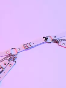 ROMWE Liguero decorado con cadena para el Día de San Valentín - Blanco - Ver 3