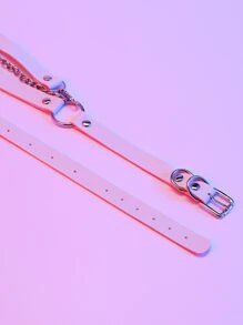 ROMWE Liguero decorado con cadena para el Día de San Valentín - Blanco - Ver 5