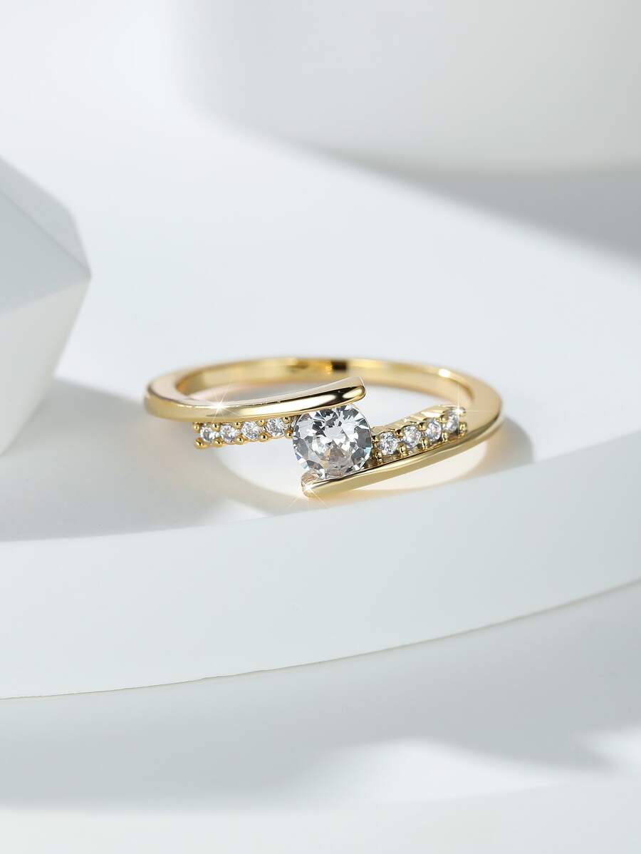 Vanel 方晶鋯石裝飾戒指 - 金黃色 - 查看 1
