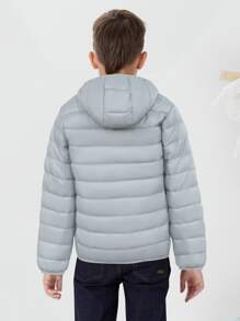 SOLOCOTE Tween Boy 拉链加厚连帽加厚外套 - 淺灰色 - 查看 2