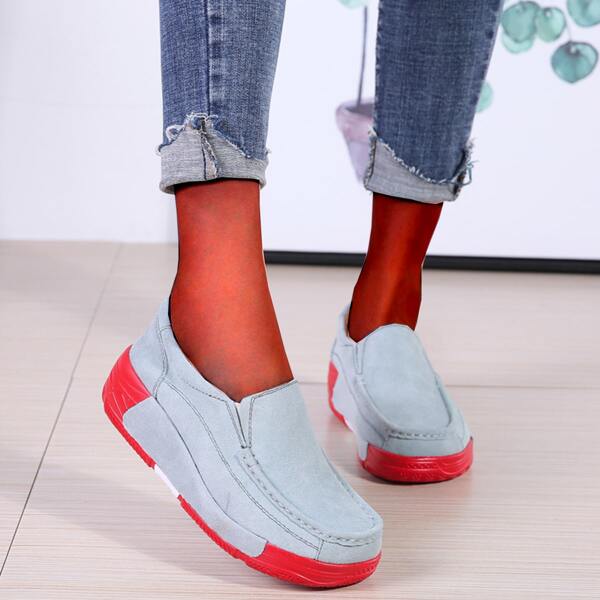 

Colorblock Slip On Wedges, Light grey