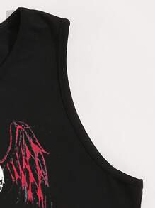 SHEIN Unity Heart & Wings Print Tank Top - Black - View 4