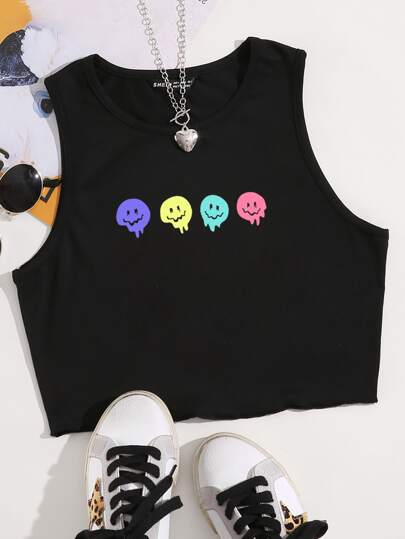 Camiseta de tirantes con estampado de dibujos animados para mujeres